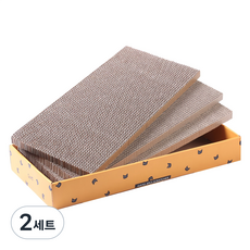 가또나인 3PC 옐로 평판형 스크래쳐 + 전용 캣닢 가루, 혼합색상, 2세트