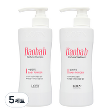 로픈 바오밥 수분언덕 퍼퓸 샴푸 베이비 파우더향 500g + 트리트먼트 베이비 파우더향 500g 세트, 5세트
