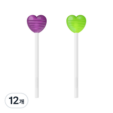 옴모 전 연령 하트 캔디 혀클리너 블루베리 + 키위 세트, 6.2g, 12개