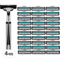 스트릿램프 2중날 면도기 그레이 + 여분날 30p 세트, 4세트