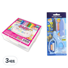 JONG IE NARA 13000紋路圖案色紙盒 300張+Gukyo SAXA飛蓋剪刀 藍色組, 3套, 30 種顏色
