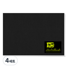 YOUNG ART 黑色專家素描本 膠裝本 200g 30張 + 貼紙隨機出貨, 5開, 4套