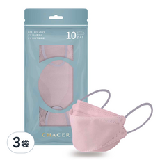 CHACER 佳和口罩 4D立體醫用口罩 大童用 KF94, 櫻落雪粉, 3袋, 10片