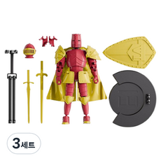 크블랑스 중세기사 구제관절 액션피규어 중세기시리즈 받침대 포함 중세시대 피규어 세트 레드 컬러 충돌 13 x 16 cm, 3세트