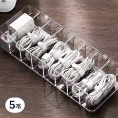어썸피플 아크릴 이어폰 USB 케이블 정리함 8칸 오픈형, 투명, 5개