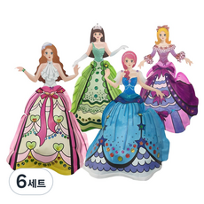 컬러룬 입체 공주님 만들기 색칠공부 4종, 혼합색상, 6세트