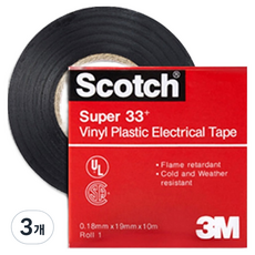 스카치 슈퍼 33플러스 절연 테이프 블랙 19mm x 10m, 3개