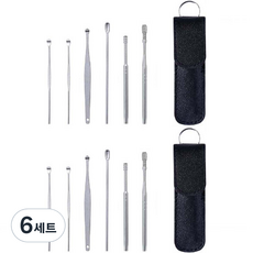 데일리리빙 귀청소 도구 휴대용 귀이개 블랙, 6세트
