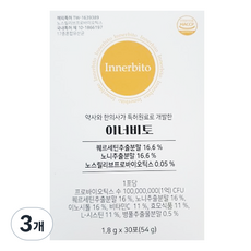 이너비토 퀘르세틴 노스릴리브 노니 분말 가루 환절기 스틱 영양제 30p, 3개, 54g