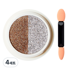 시크핏 레이져 투톤 팩트 네일글리터 미러 파우더 + 아이섀도우 팁, 로즈골드실버(ZN0129), 4개