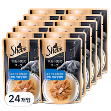쉬바 고양이 1세 이상 수제 수프 간식, 혼합맛(참치/가다랑어포), 40g, 24개
