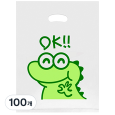 마켓감성 귀여운 캐릭터 비닐 봉투, 공룡, 100개