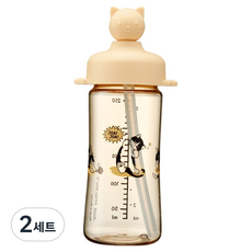 Joai 貓咪矽膠造型頭吸管杯, 2套, 芒果