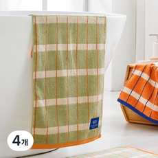 Modern House ETF 多格紋洗臉巾 190g 棉紗 40 x 80 cm, 4個, 綠色