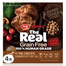 하림펫푸드 어덜트 강아지 더리얼 그레인프리 오븐베이크드 건식사료, 돼지, 1kg, 4개