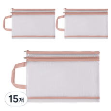 Misoroun 手提文件收納袋 雙拉鍊款 33 x 24 cm, 粉紅色, 15個