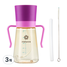 메똔느 PPSU M3 추 빨대컵, 바이올렛, 3개, 300ml