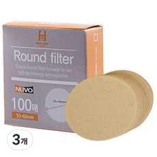 누보 홈 콜드브루 라운드 커피필터 50mm, 브라운, 3개