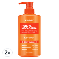 KUNDAL 昆黛爾 蜂蜜澳洲堅果保濕沐浴露 櫻花香, 500ml, 2瓶