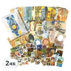 爸爸的心意 手帳裝飾 復古風格貼紙 200張套組, 2套, 繪畫