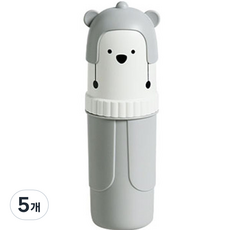 디에스 휴대용 곰돌이 칫솔 치약통 그레이, 5개
