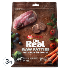하림펫푸드 더리얼 어덜트 강아지 로우 패티 동결건조사료, 오리, 150g, 3개