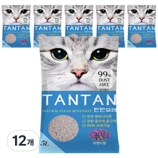 하늘정원 탄탄 벤토나이트 고양이 모래 라벤더향, 12개, 5L