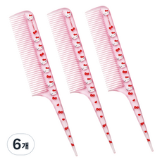 산리오캐릭터즈 미니 꼬리빗, 6개, 헬로키티 투명 핑크