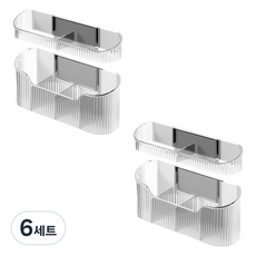 블럭마트 벽걸이 우산 수납선반 더블 세트, 투명, 6세트