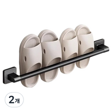 Block Mart 鋁製浴室拖鞋毛巾架 60cm, 2個, 黑色