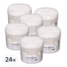 나무이야기 회오리형 종이스틱 원터치원형 면봉, 300개입, 24개