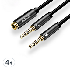 베지그 넥스원 3.5mm 마이크 이어폰 2 in 1 분배기 오디오 케이블 0.3m, VEGGIEG-AU6, 블랙, 4개