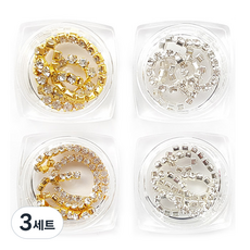 Funny Nail 水鑽鏈4件組, 金色 + 銀色, 3個