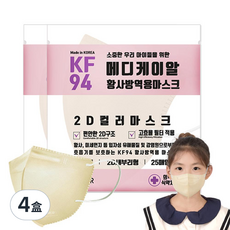 MediKR 立體防護口罩 小型 KF94, 米色, 25片, 4盒