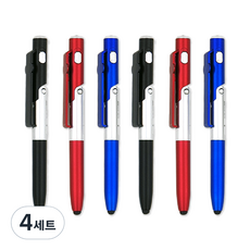 theopenhouse 4功能燈筆 0.38mm 3入組 01-0171, 原子筆筆身(黑色, 紅色, 藍色), 筆芯(黑色), 4套