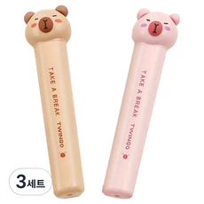 엠에스코퍼레이션 큐티바라 카피바라 미니가위 2종 세트, 핑크, 브라운, 3세트
