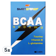 RED COW 紅牛 SMART ENERGY聰勁 即溶BCAA膠囊 左旋麩醯胺酸 牛磺酸 維他命B增進運動表現, 20顆, 500mg, 5盒