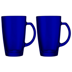 TAIWANGLASS 有柄啤酒杯 藍色 375ml, 2個