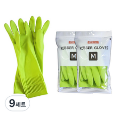 생활을그리다 파스텔 고무장갑 양손착용, 그린, 중(M), 9세트