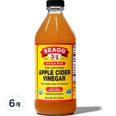 브래그 에플사이다비네거 유기농 사과 식초, 6개, 473ml