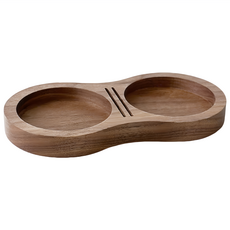 SUNORO 8字形胡桃木壓粉錘收納板 適配51/53/58mm壓粉器, 1個, 胡桃木