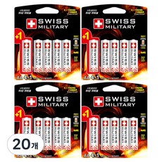 스위스밀리터리 알카라인 AA 카드형 건전지, 5개입, 20개