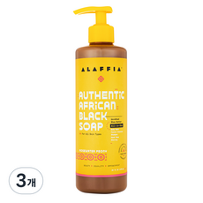 [쿠팡수입] 알라피아 어센틱 아프리칸 블랙솝 올인원 바디워시 로즈워터 피오니, 476ml, 3개