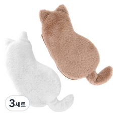 모나코올리브 쓰다듬고 싶은 뒷태냥 필통 2종 세트, 화이트, 브라운, 3세트