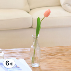 센트바스켓 조화 아무르 튤립 실크플라워, 핑크, 6개