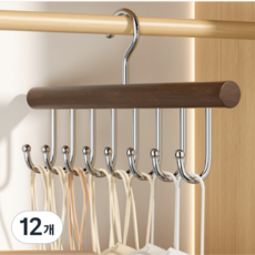 多用途原木衣架, 12個, 深木色
