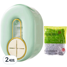 닌샵 비닐 디스펜서 + 비닐봉지 100p 세트, 그린(디스펜서), 2세트