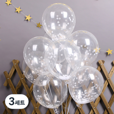 파티해 써클 컨페티풍선 20p + 손펌프 랜덤발송 +컬링리본 + 스펀지닷 세트, 화이트, 3세트