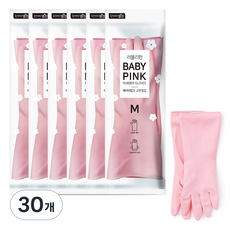 명진 러블리한 고무장갑, 핑크, 중(M), 30개
