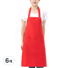 지앤와이 홀서빙 A형 앞치마, 6개, 레드